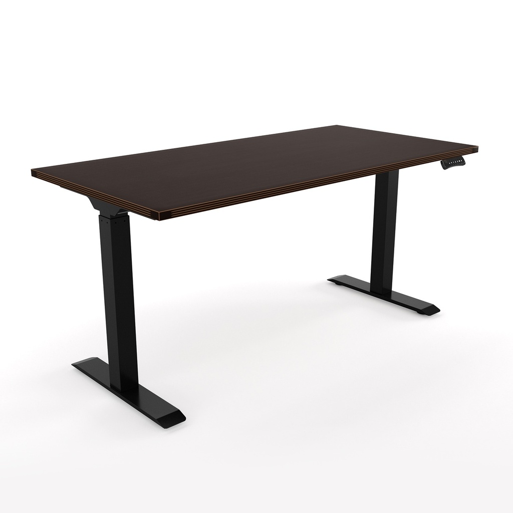 Euroline iRize Standing Desk, 30″ x 60″ – Fluted Edge Top Espresso w/black base