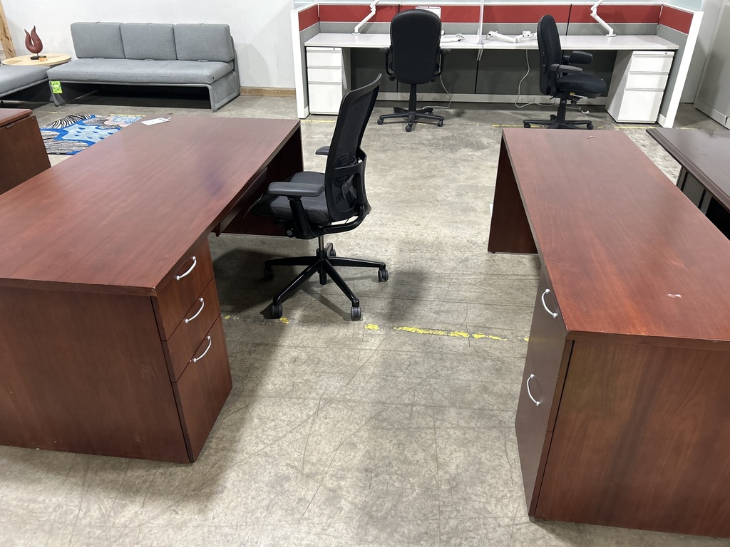 36x72 Mahogany Veneer Desk and Credenza Set