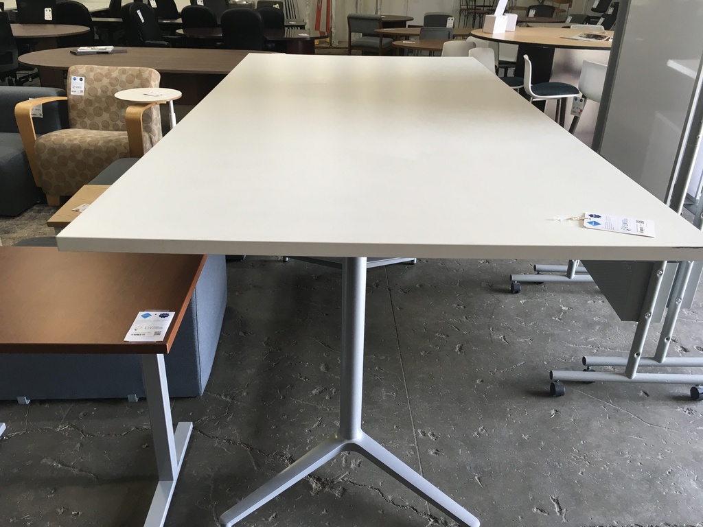 48x96 Herman Miller White top silver legs hi top table