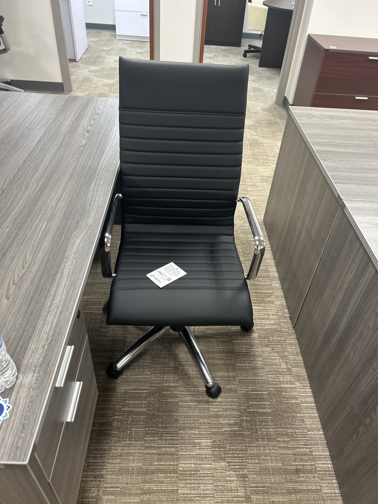 CD-309HB Zetti High Back Exec Black bonded Lthr chair, chrome base