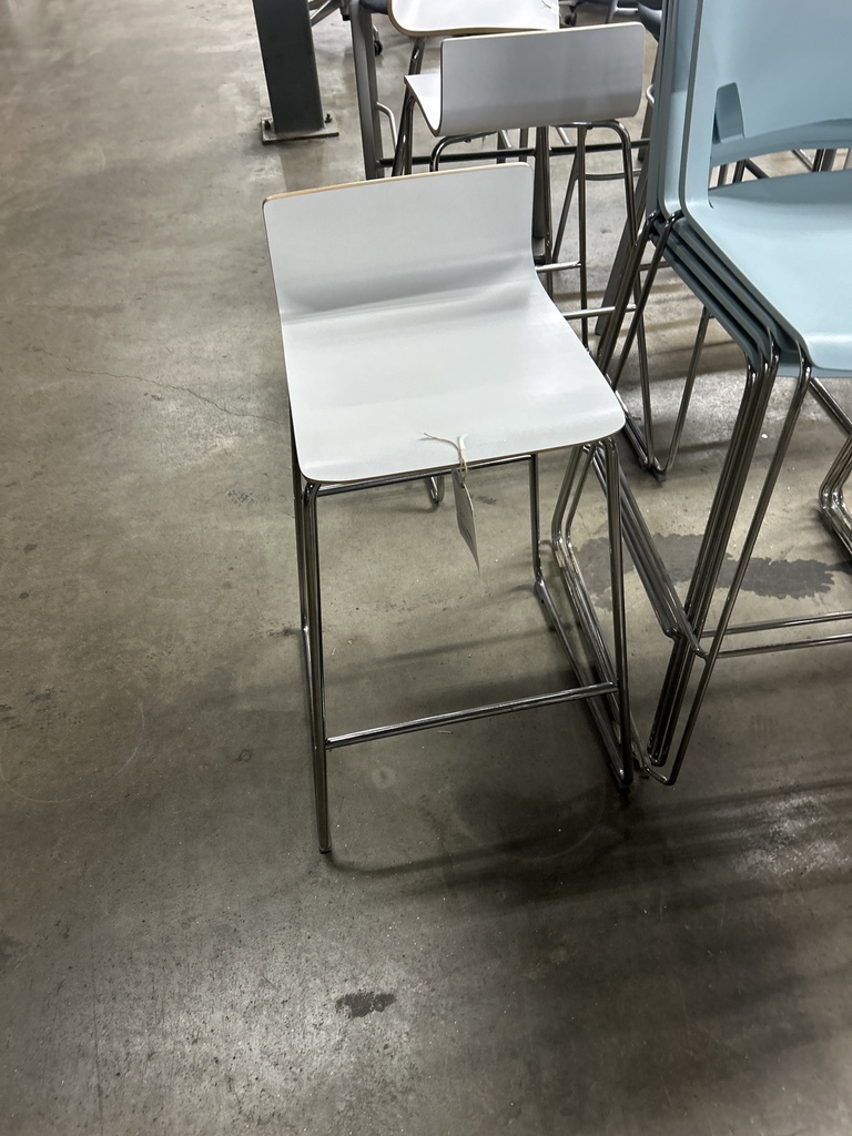 White Low Back Stool-NEW