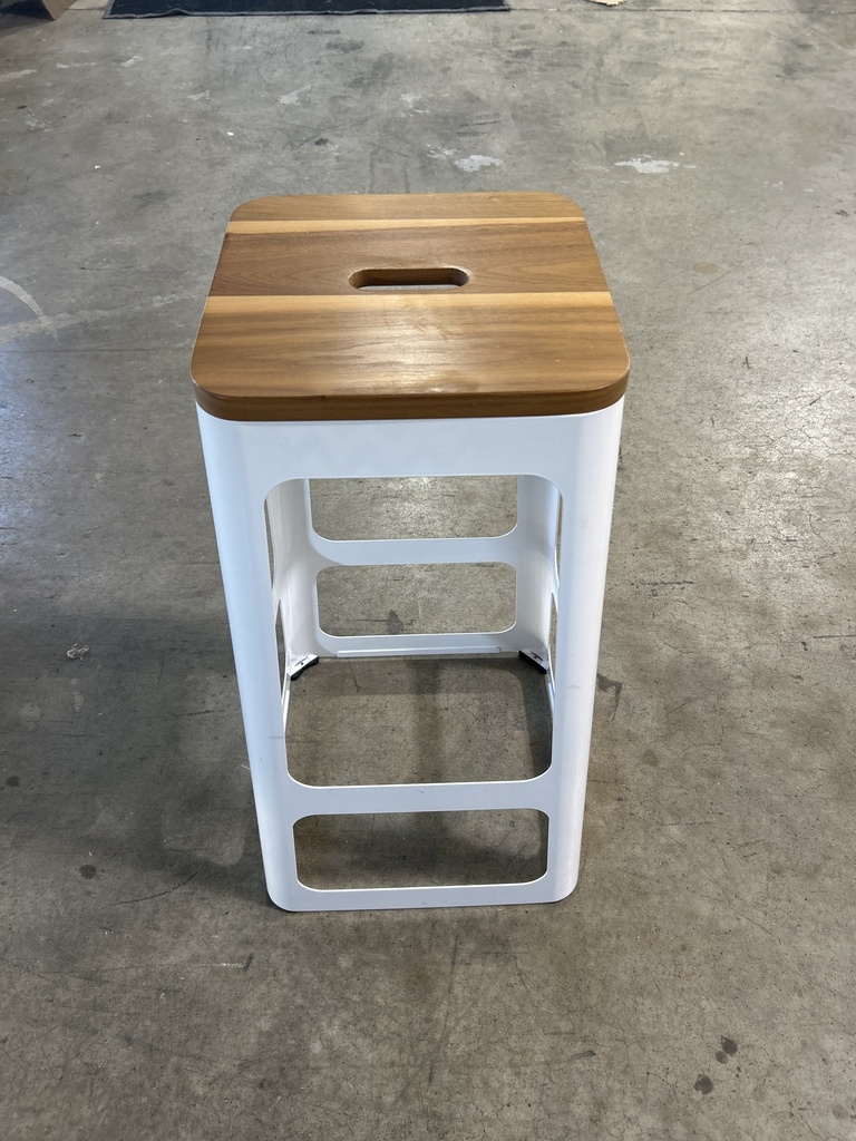 Hightower Barstool - White w/ Wood Seat