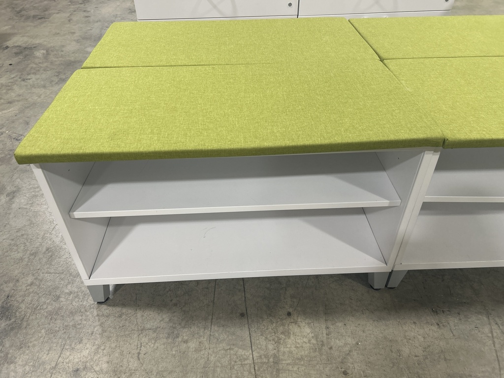 36" Hon Open Shelf/Bench w/ Lime Green Cushion