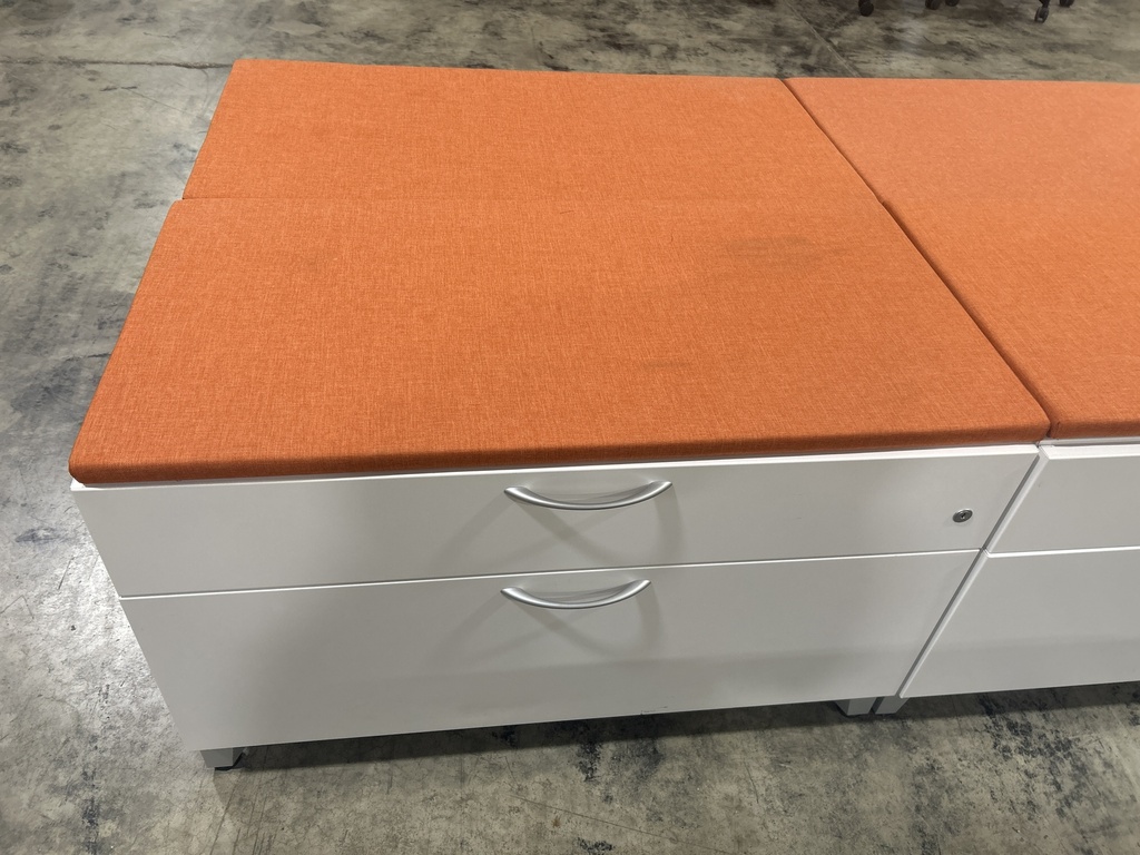 36" Hon Box/File /Bench w/ Orange Cushion