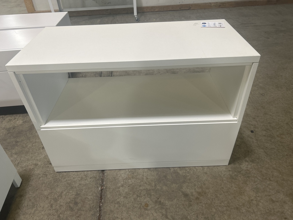 42" Open Shelf w/ File Drawer - White