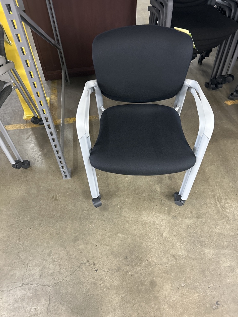 Black Improv Side Chair w/Casters Light Gray Frame