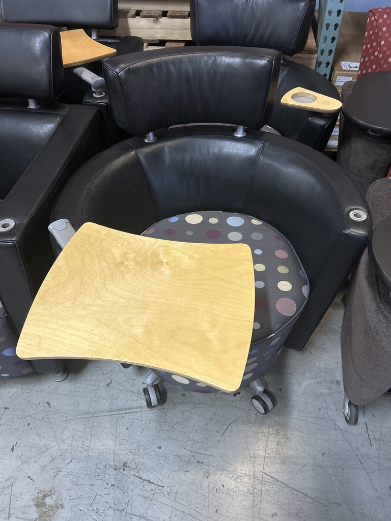 Black & Polka Dot Round Lobby Chair w/Tray