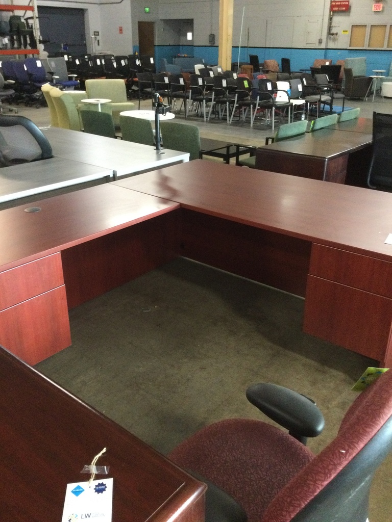 36x71 DBL Ped L-Desk LH Mahogany