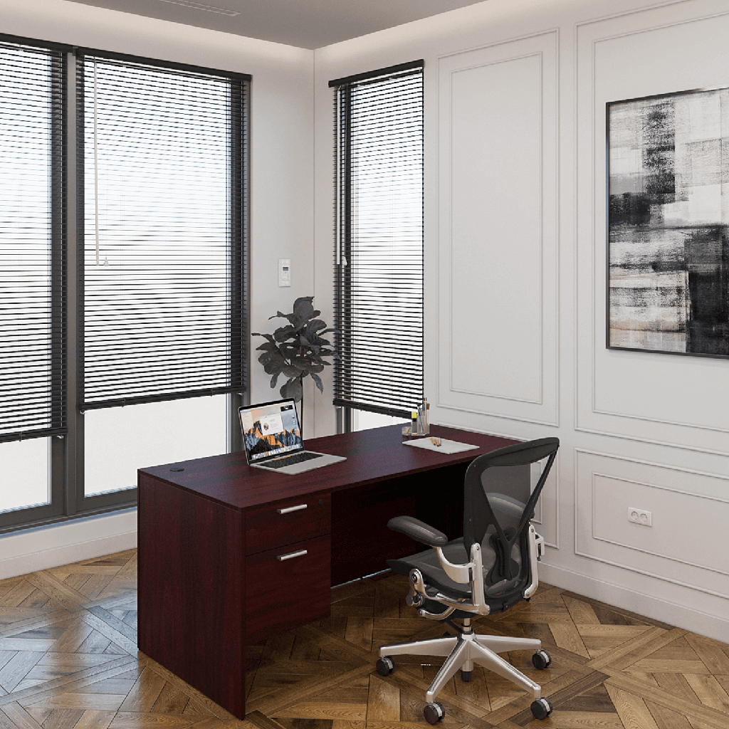 Euroline 30x66 Sgl Ped Desk Mahogany