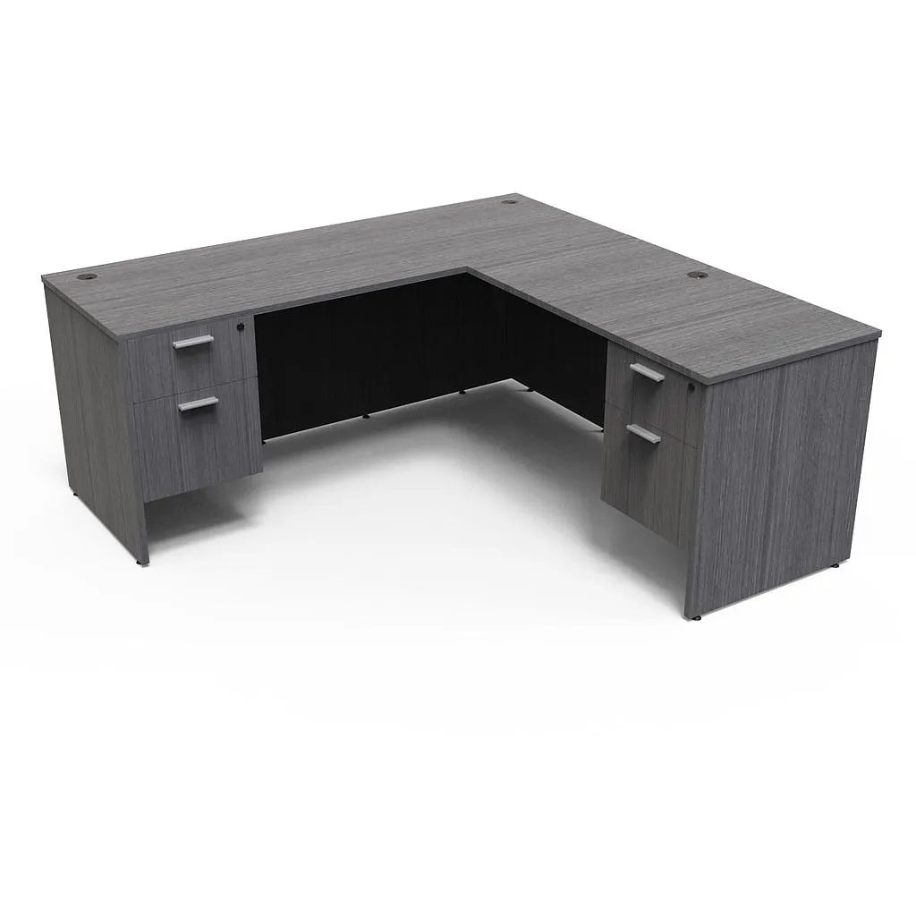 Euroline 30x66 Dbl Ped L Desk RH Grey 