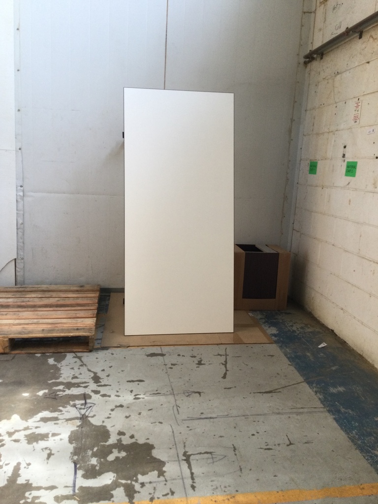 30x66 Training Table- Beveled Top White/Mocha w/ Black Base