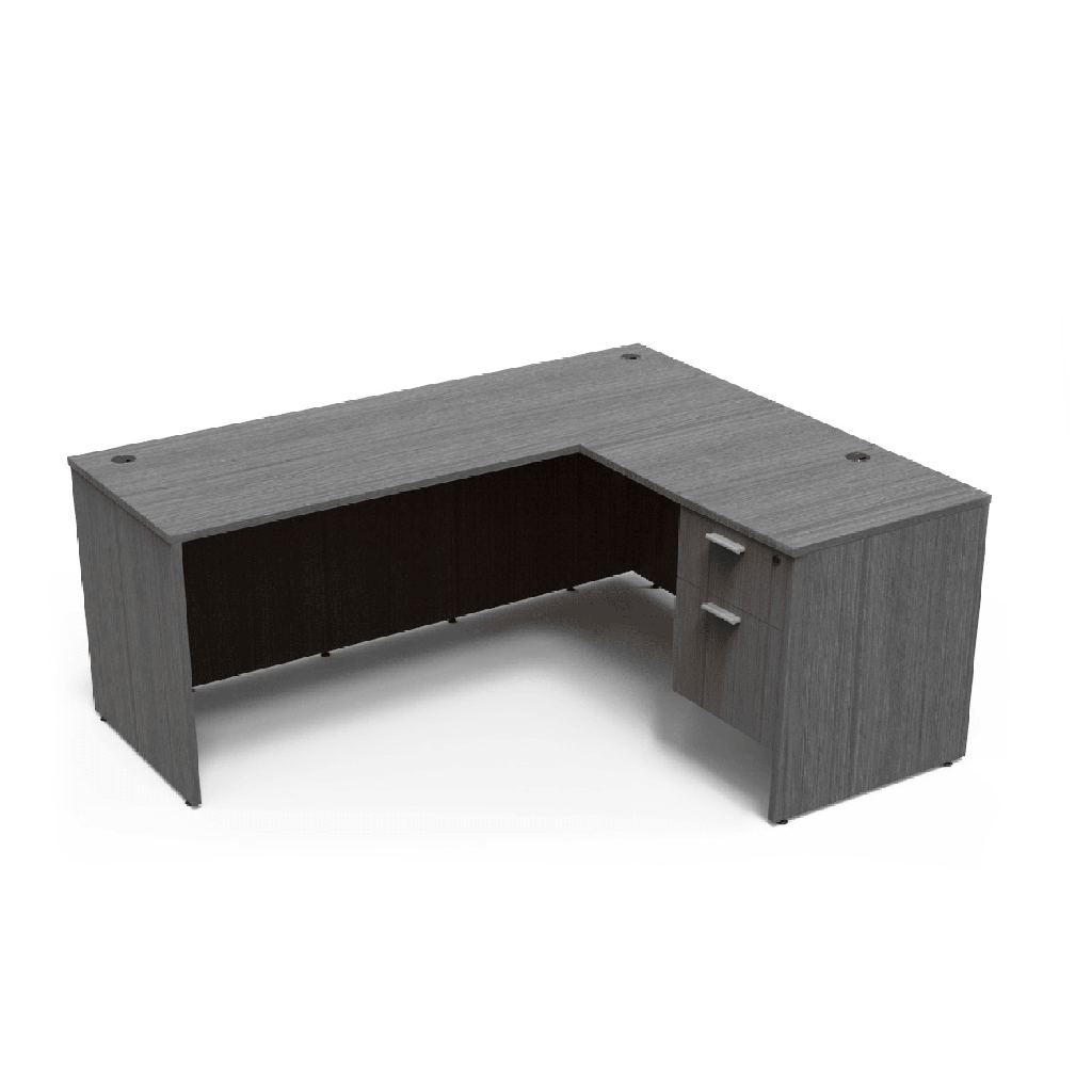 Euroline 30x66 Sgl Ped L Desk RH Grey