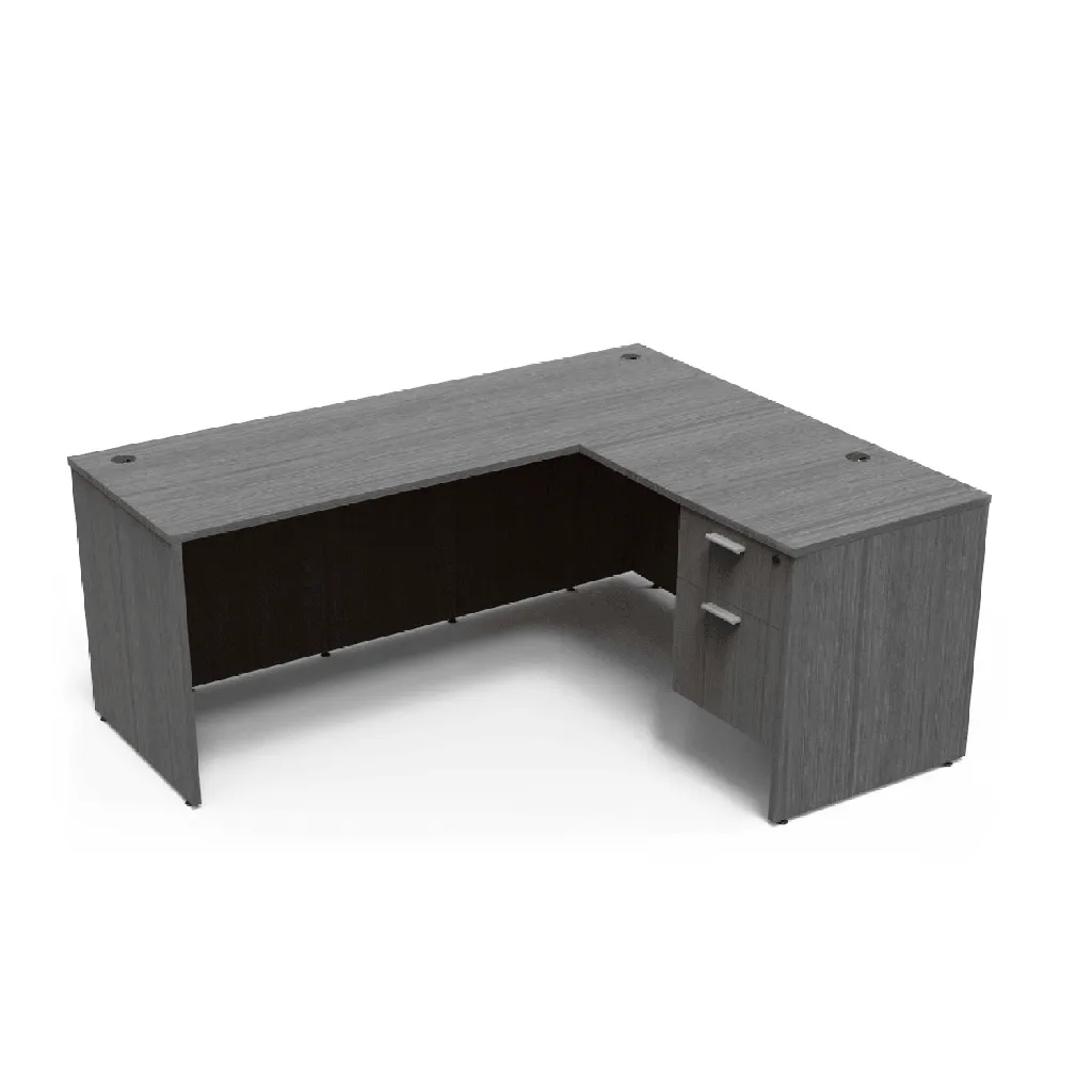 Euroline 30x66 Sgl Ped L Desk RH Grey