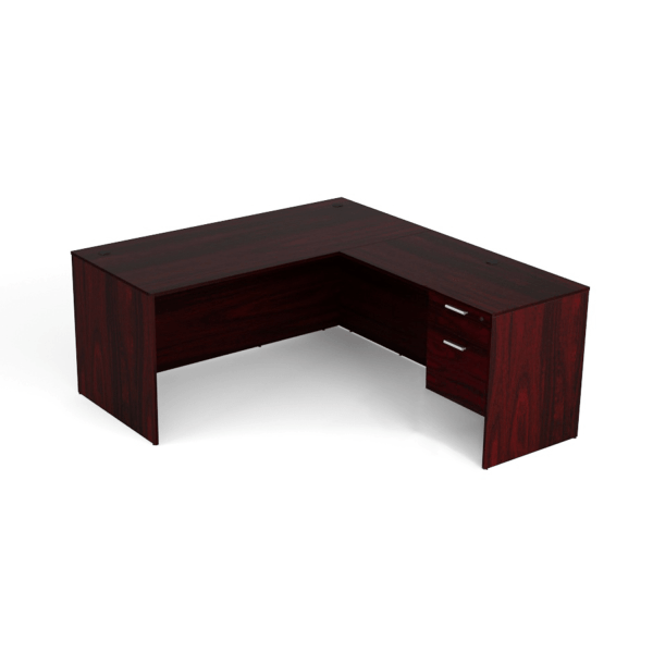 Euroline 30x66 Sgl Ped L Desk LH Mahogany