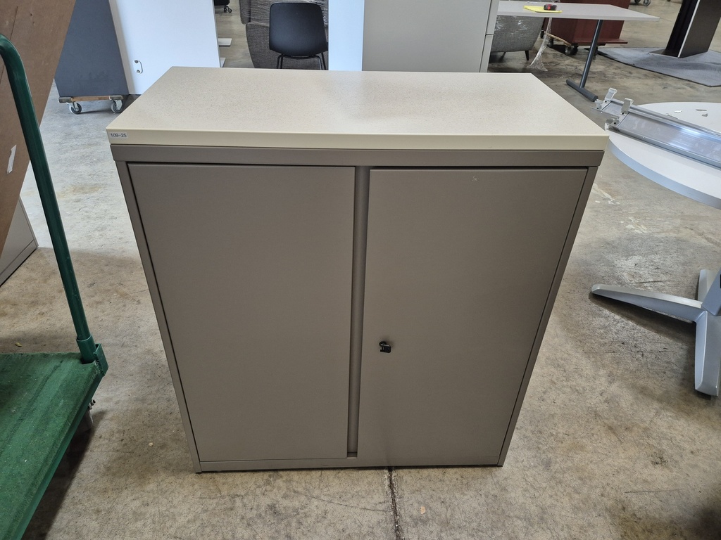 36x40" Storage Cabinet - Grey w/ White Laminate top