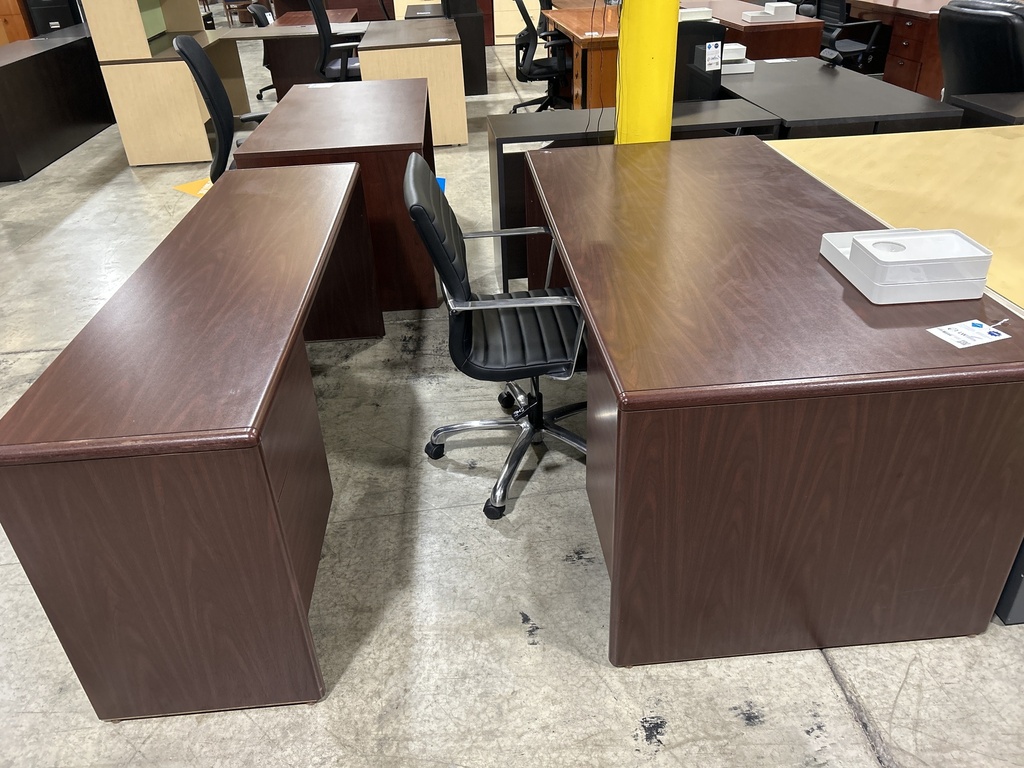 36x72 National Desk and Credenza Set- Mahogany