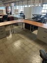 Steelcase 7' x 8.5' (24"d) Dbl Ped L Shape - Light Cherry