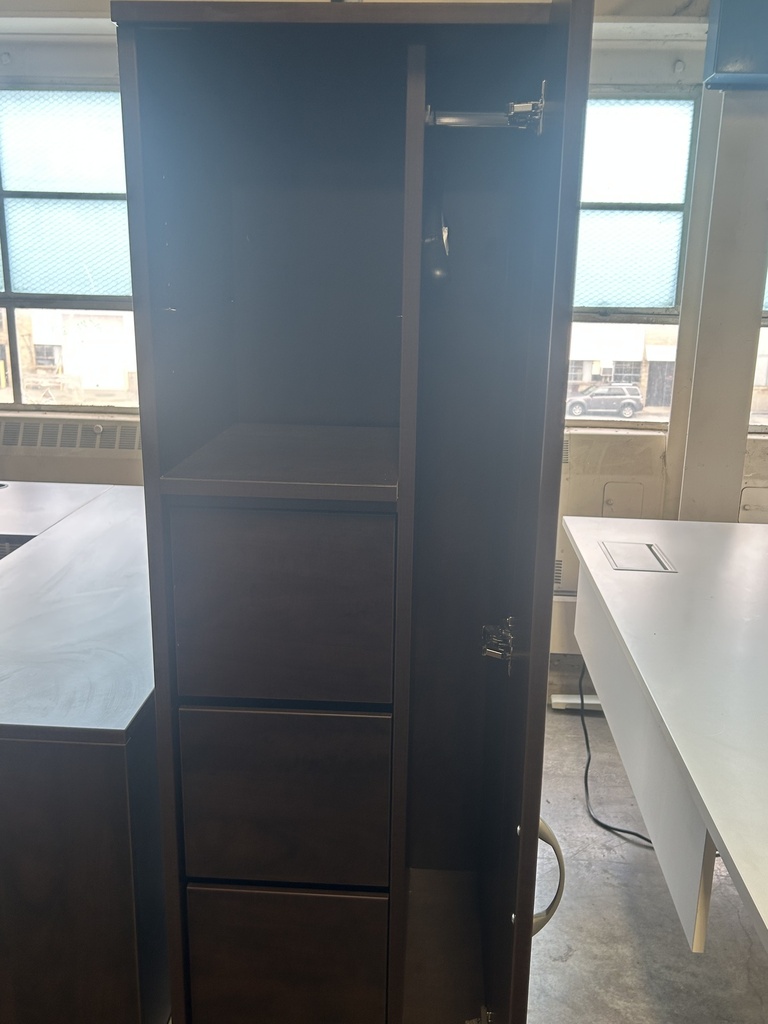 Mocha Steelcase Turnstone Payback 24x24x71 RH Wardrobe w/3 File Drawers & 1 Shelf