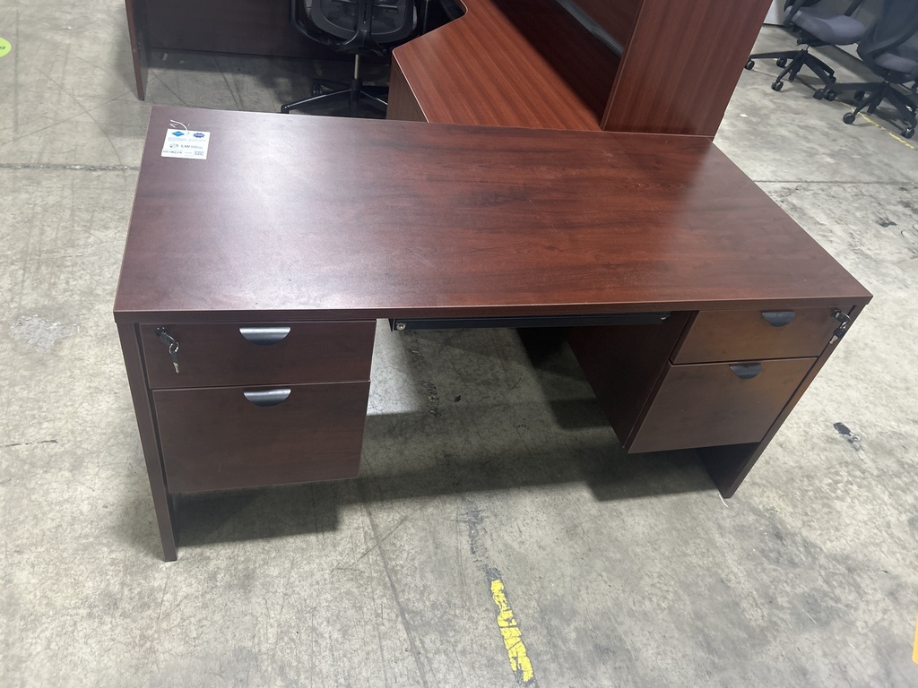 30x66 Dbl Ped Mahogany Desk