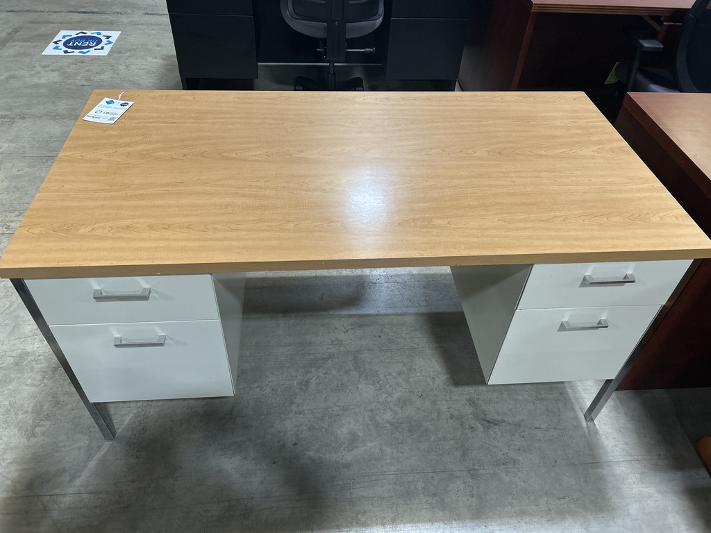 30x60 Hon Desk - Tan Metal Base, Honey Top
