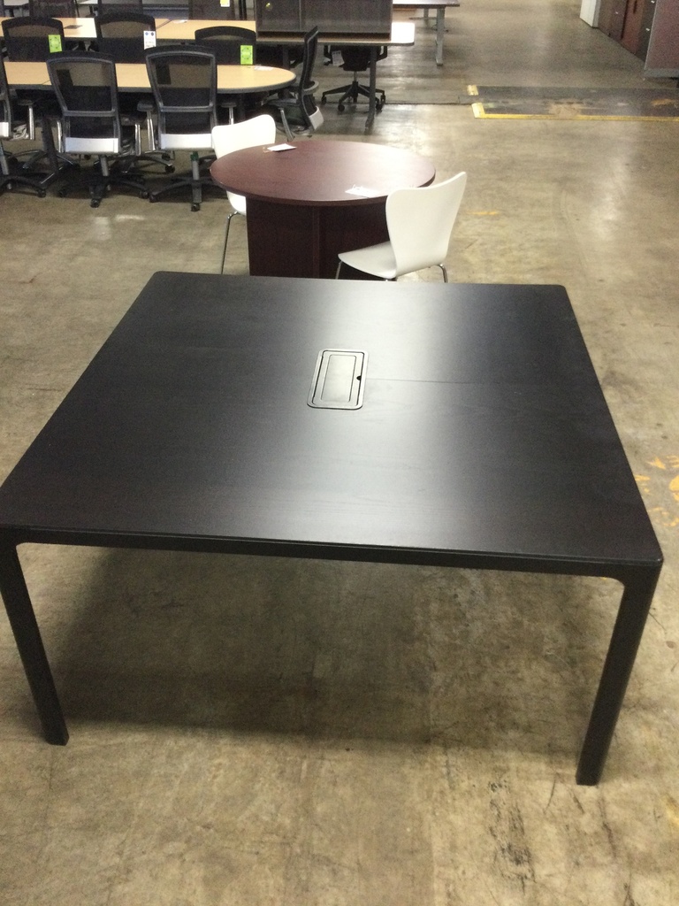 55”x55” Square Conference Table - Black w/ Power Grommet Option