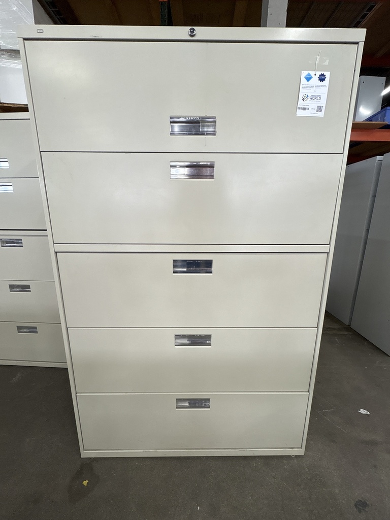 Hon 42" 5 Drawer Lateral File, Putty 