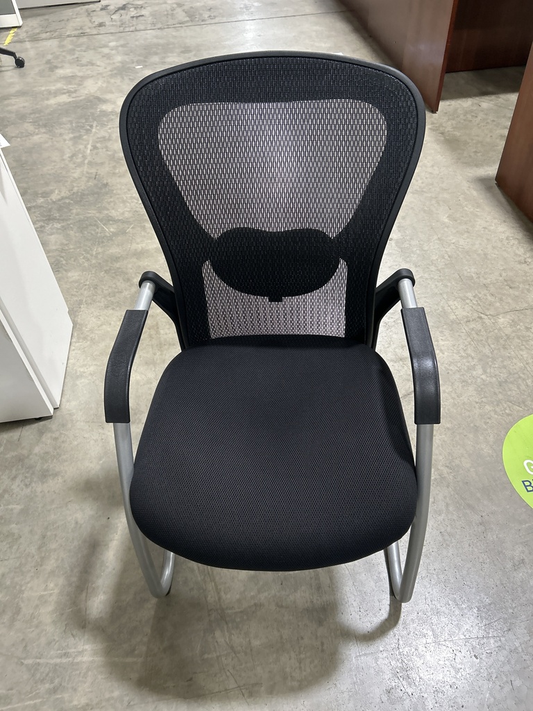 Strata Mesh Back 9to5 Sled Base Side Chair- Black