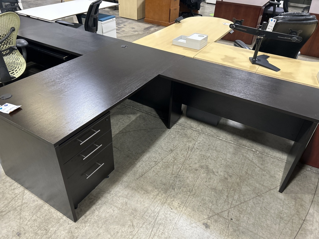 30x60 L Shape RH w/ 48" Return Sgl Ped- Espresso