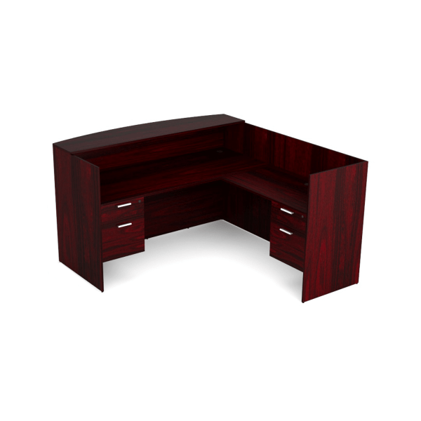 Euroline Reception Desk RH return Dbl Ped Mahogany