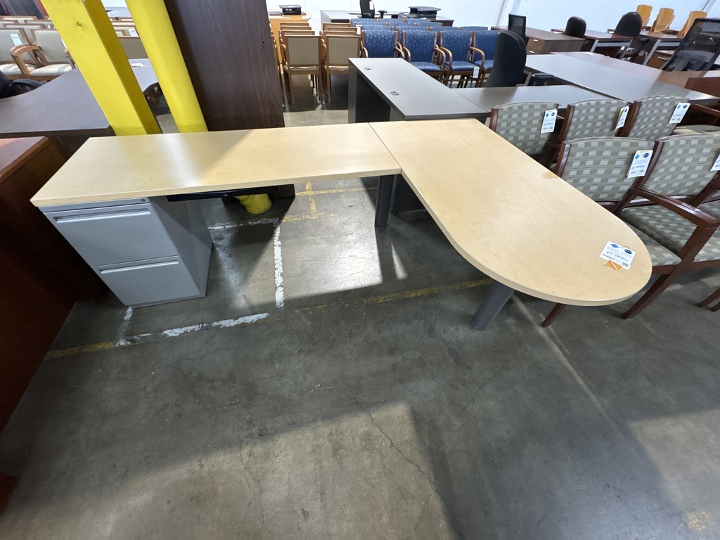 D-Top Desk LH Single Ped (Blonde) 