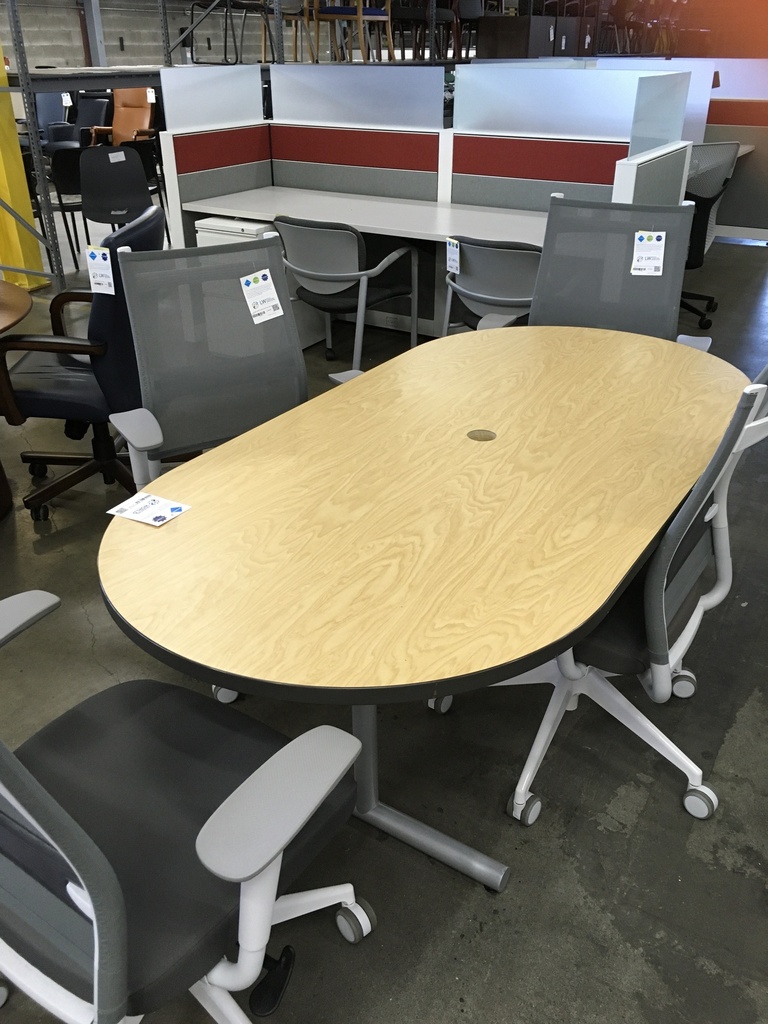36x72 Oval Conference Table (Honey / Grey Trim)