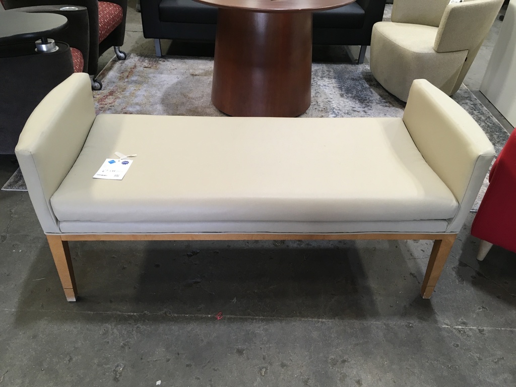 Cream Leather Bench