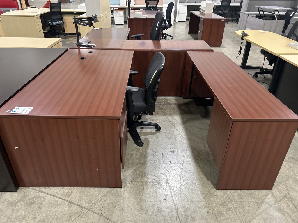 36x71 LaCasse Desk w/ 20x71 Credenza Set - Mahogany