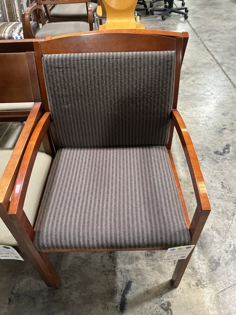 Kimball Cherry Wood Frame Guest Chair w/Wood Back- Grey Pattern