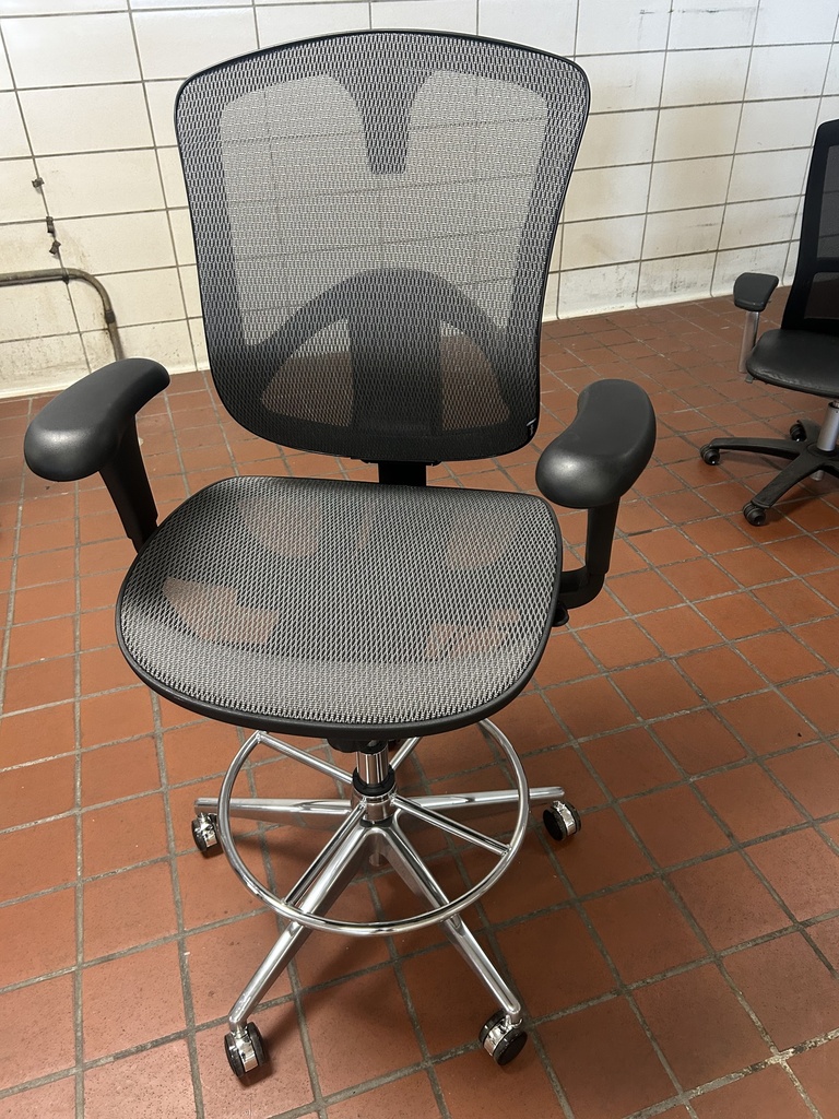 Open Plan B1 Relax Task Stool - Grey Mesh Back & Seat w/ Chrome Base