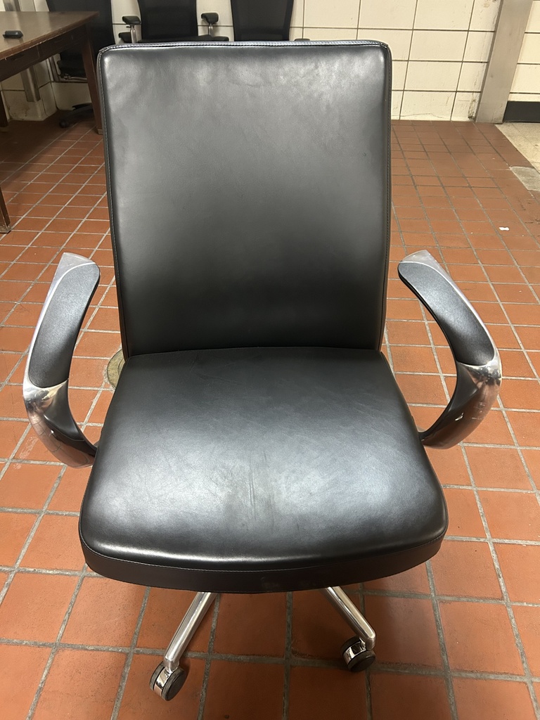Conference Chair - Blk Leather w/Chrome Arms
