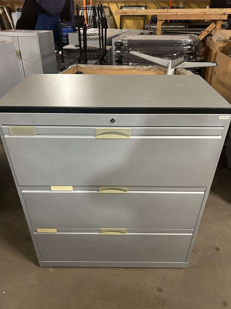 Gray Boulevard 36” 3-Drawer Lateral w/Light Gray Hard Top