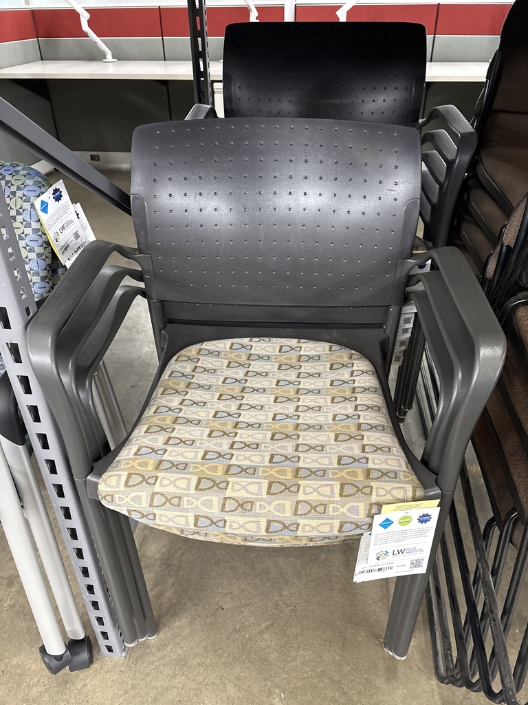 Stackable Side Chair charcoal frame, Fabric Seat 