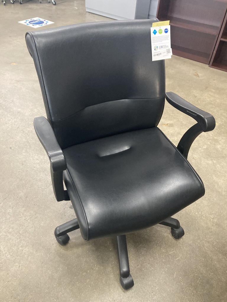Mid Back Black Leather Conference Chair 