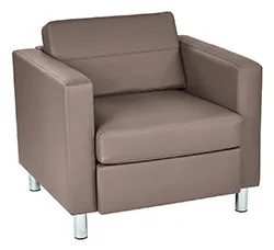 Arm Chair - Tan Vinyl, Chrome Legs