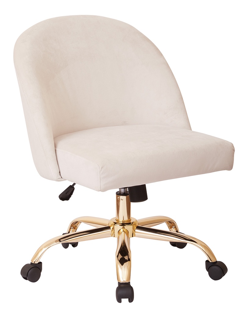 Mid Back Task Chair, Cream Color Fabric, Gold Frame