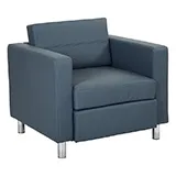 Arm Chair - Blue Vinyl, Chrome Legs