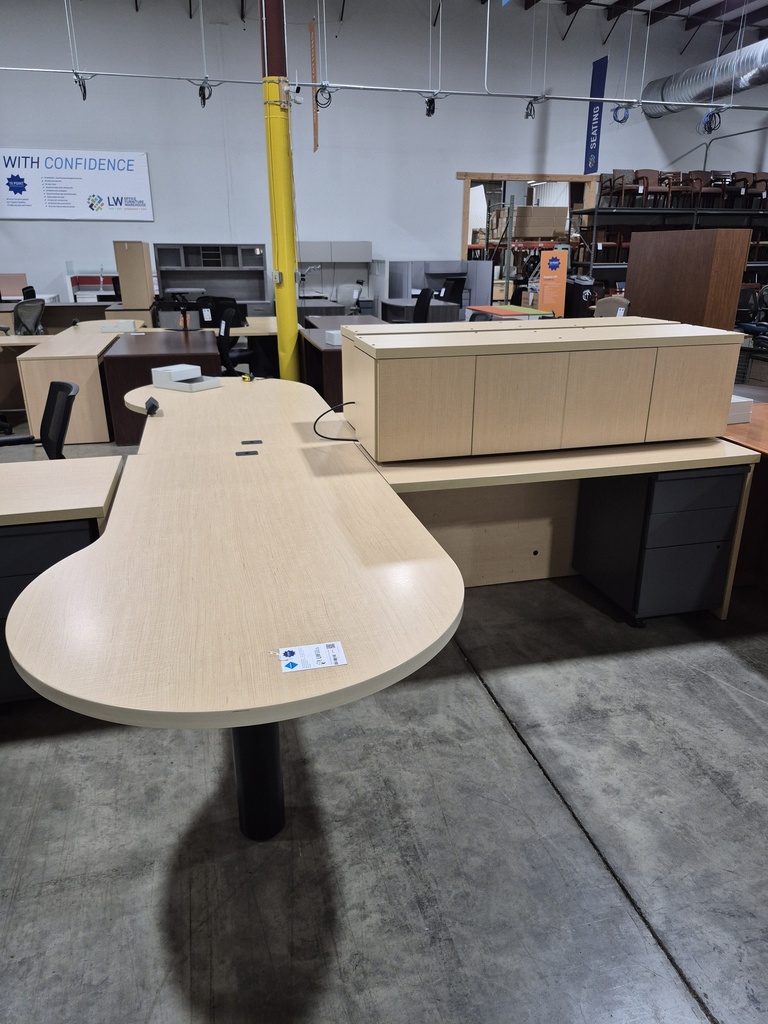 72x96 P-Top L Shape Desk - RH with Grey Mobile Ped 