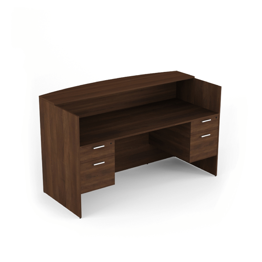 Euroline Reception Desk Dbl Ped Walnut