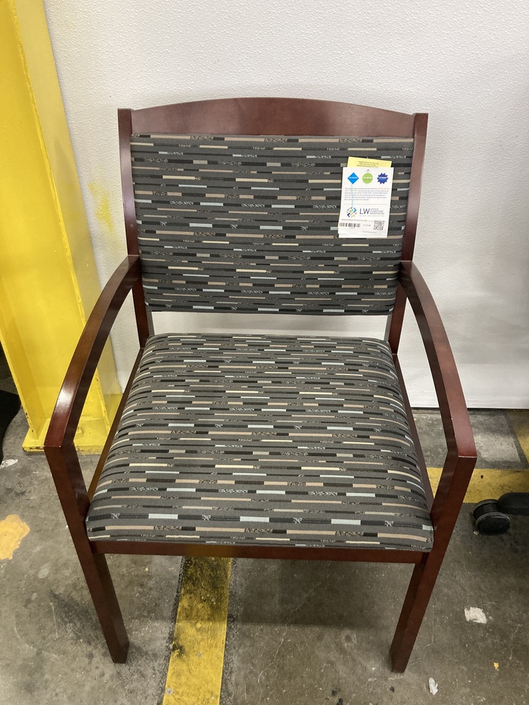 National Mahogany Side Chair Grey Fabric