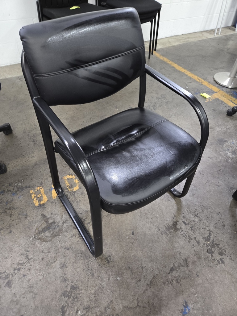 Black armed vinyl Side Chair 