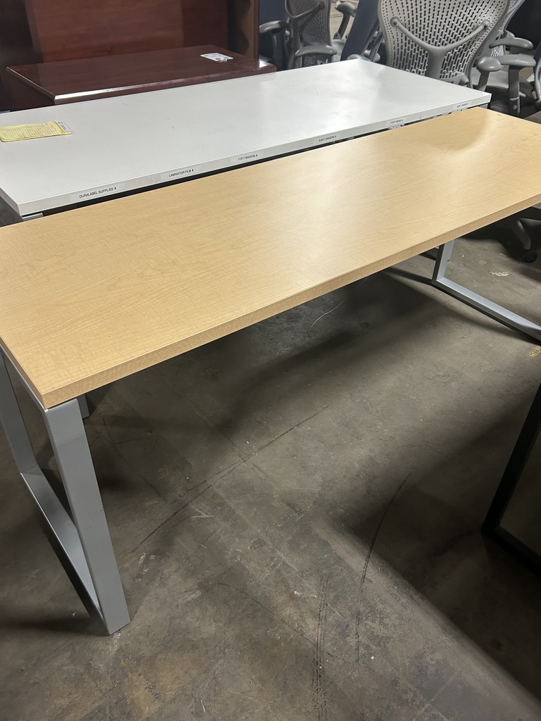 Herman Miller 24"x 72" Blonde/Maple Training Table w/Metal Base 