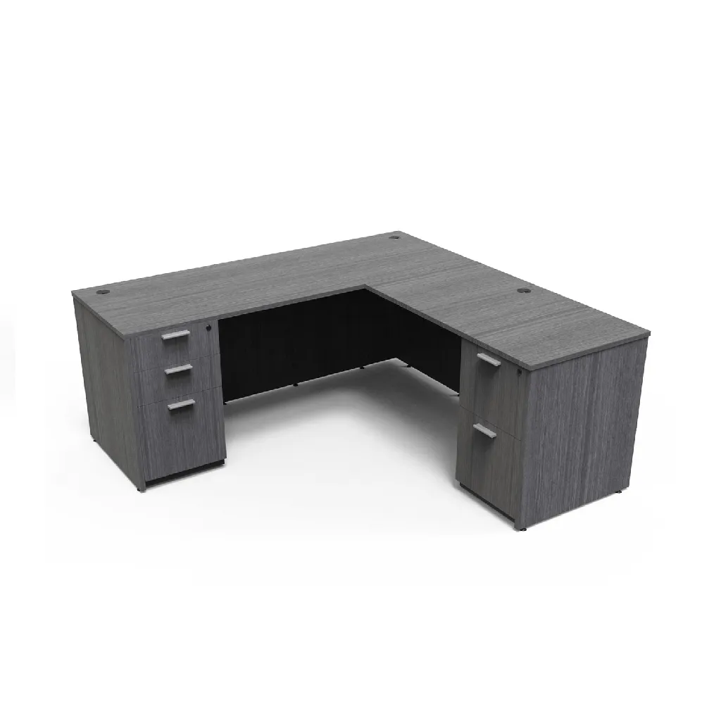 Euroline 30x66 Dbl Ped BBF/FF L Desk RH Grey