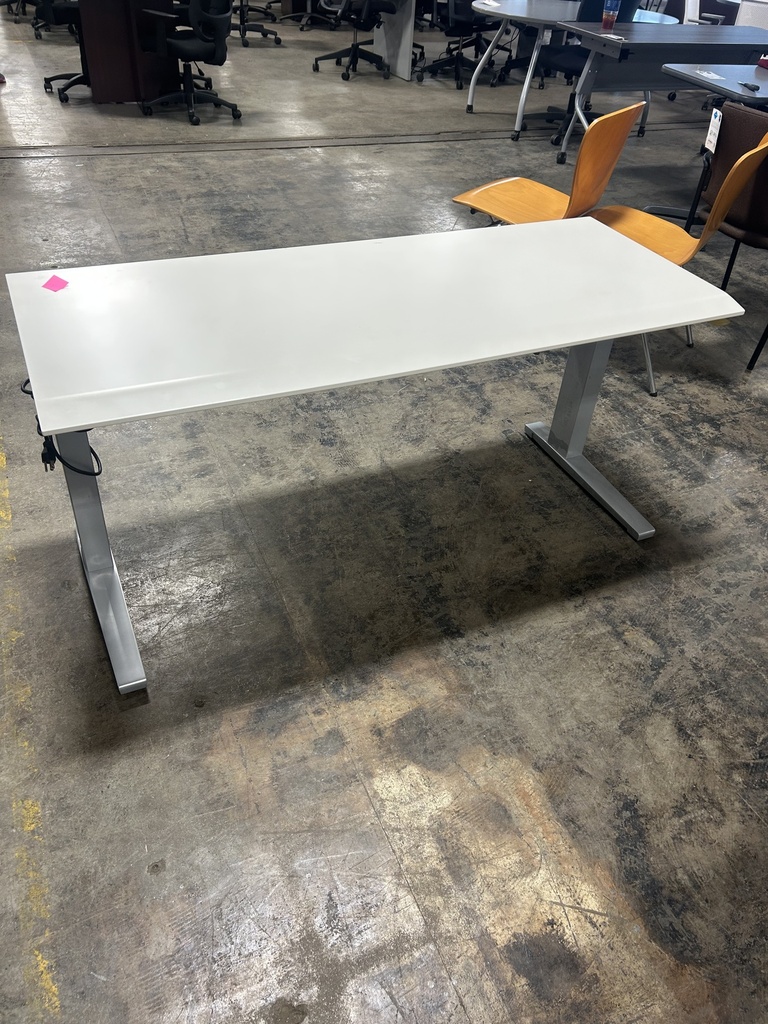Herman Miller Renew 30"x 60" Sit to Stand -White w/Silver C-Foot Base 