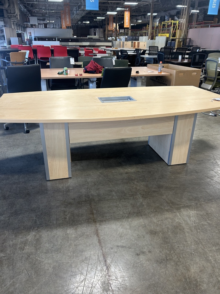 8' Enwork Boat Conference Table- Maple/Elm- hard wired; will need electrician no plug (Aluminum Trim)